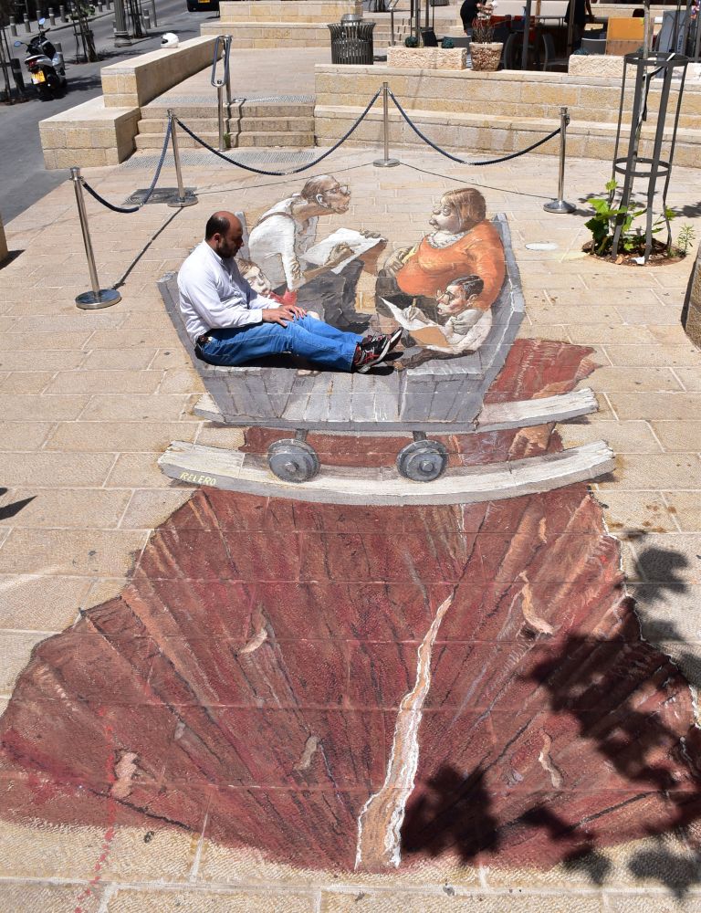 Arte tridimensional en las calles de Jerusalén